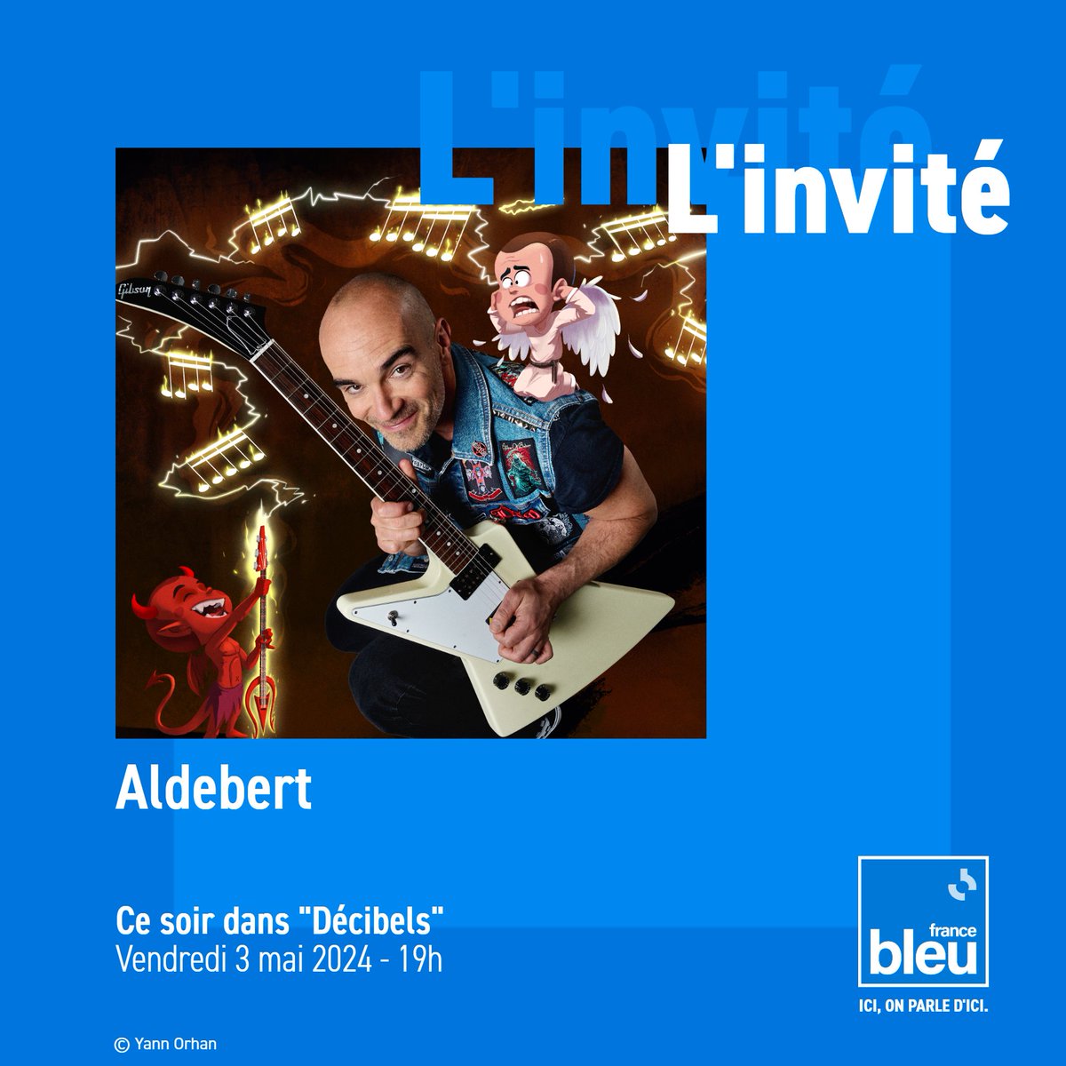 ici_officiel's tweet photo. Ce soir à 19H #DécibelsFB, #Aldebert (@GAldebert) au micro d'@EmilieRadioFr !

Pour son album 100% rock "Helldebert - Enfantillages 666"

https://t.co/rBuryWbvpT https://t.co/pAKsWgZokF