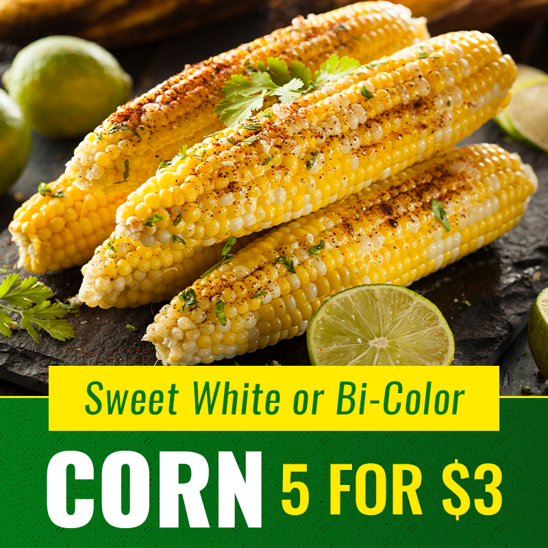 Sweet White or Bi-Color corn (5 for $3)! #corn #dinner #GeorgesMarket