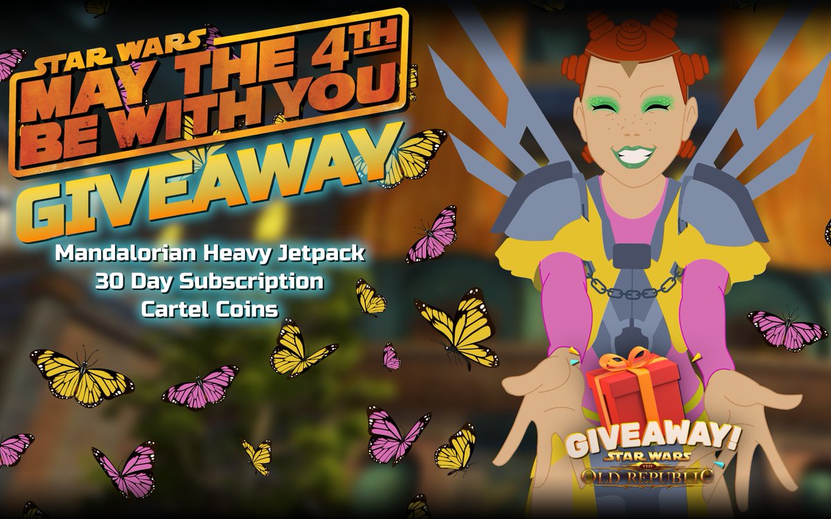 🎁Celebrate #MayThe4th with a SWTOR  Giveaway!🎁

For a chance to win a Mandalorian Heavy Jetpack, 30 Day Subscription or 450 Cartel Coins, you most:

⭐️Follow me!
⭐️Repost!
⭐️Reply with how you're going to celebrate #StarWarsDay 

🏆The winners will be drawn May 6th at 9pm BST!