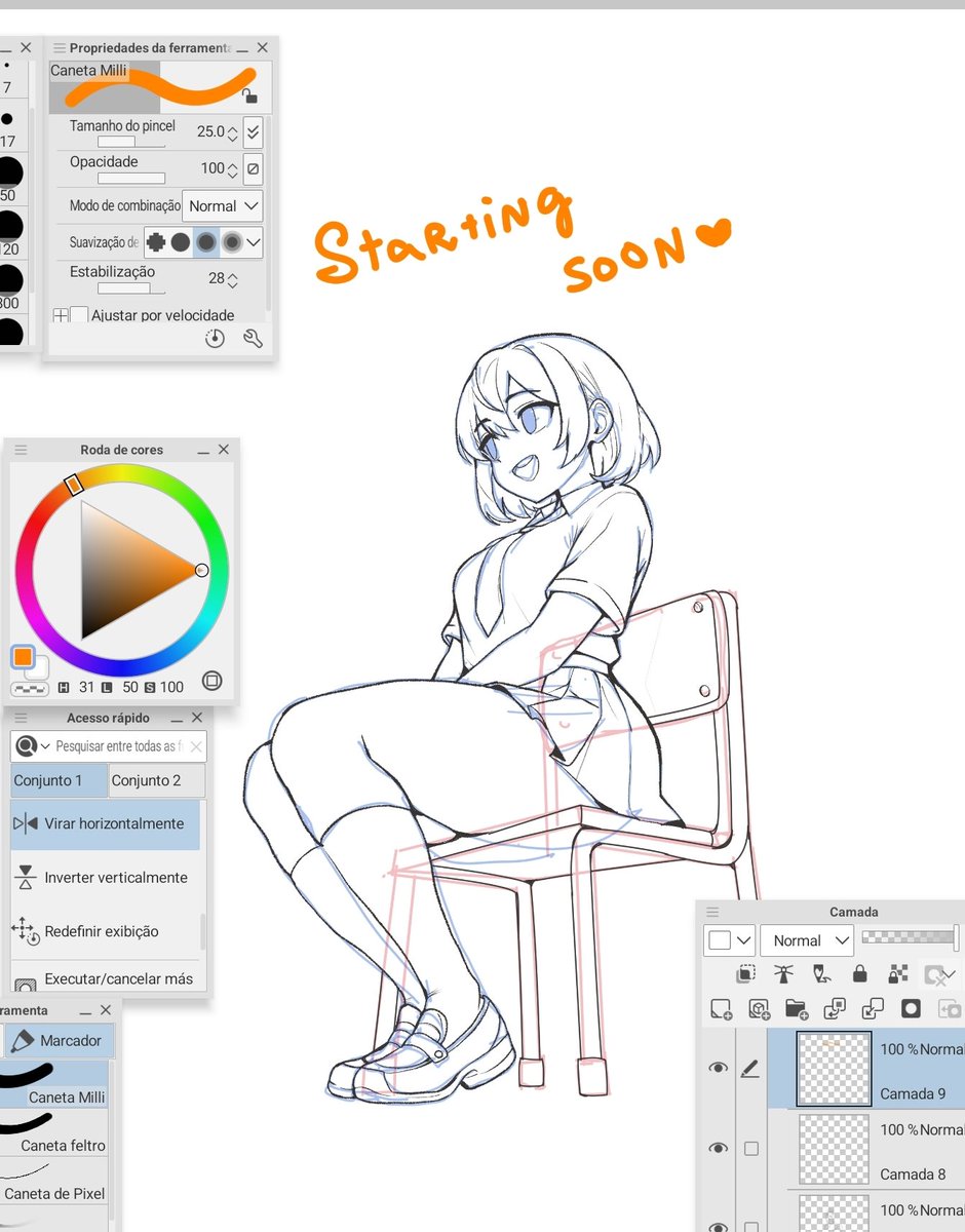 Twitch.tv/maidcousin. Testing LIVE SFW / Coloring OC for my doujinshi 🧡