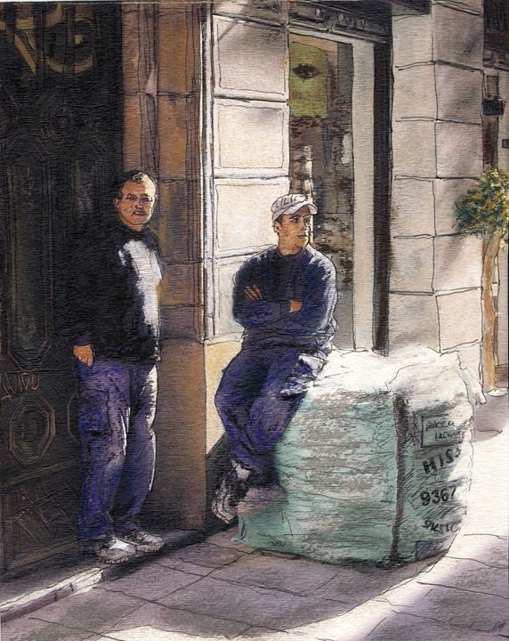 Art of the Day: 'Workers on La Rambla'. Buy at: ArtPal.com/rsprout?i=840-…