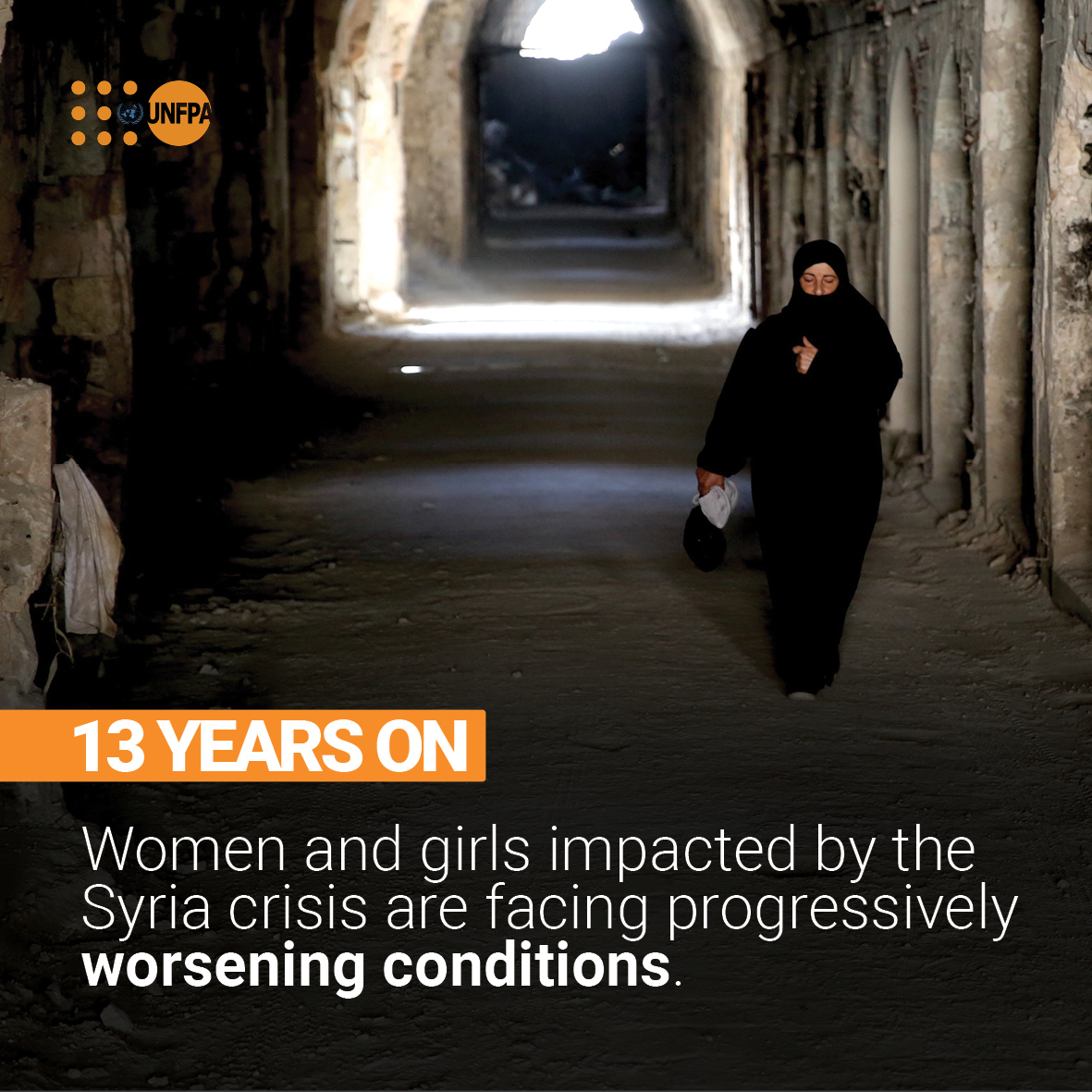 Syria: 13 years of conflict has left 8 million women & girls in dire need. @UNFPA has been on the ground throughout the crisis to ensure vulnerable women & girls can access sexual & reproductive health care —but says more support is needed. unf.pa/syria