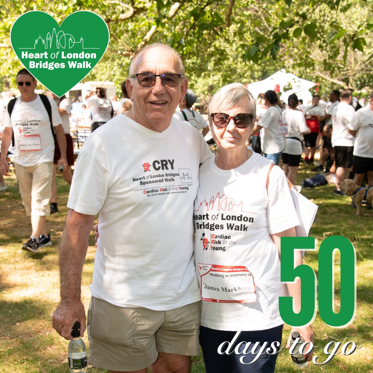 Only 50 days to go! There is not long left to register for the CRY Heart of London Bridges Walk. If you would like to join us in Southwark Park on 23rd June for a chance to connect and remember, register here: c-r-y.org.uk/heart-of-londo…