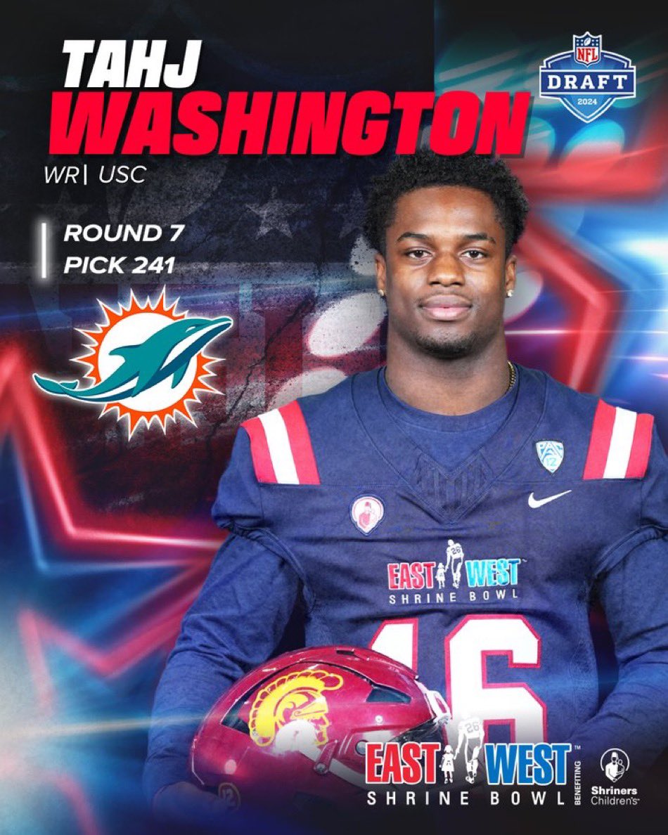 #Dolphins drafted three from the @ShrineBowl, including another top EDGE and two offensive WR weapons: 🌪️Mo Kamara - High energy, efficient EDGE rusher 🥷Malik Washington - Explosive, twitchy route separating WR 🙌 Tahj Washington - Surehanded, controlled seam Slot WR And…