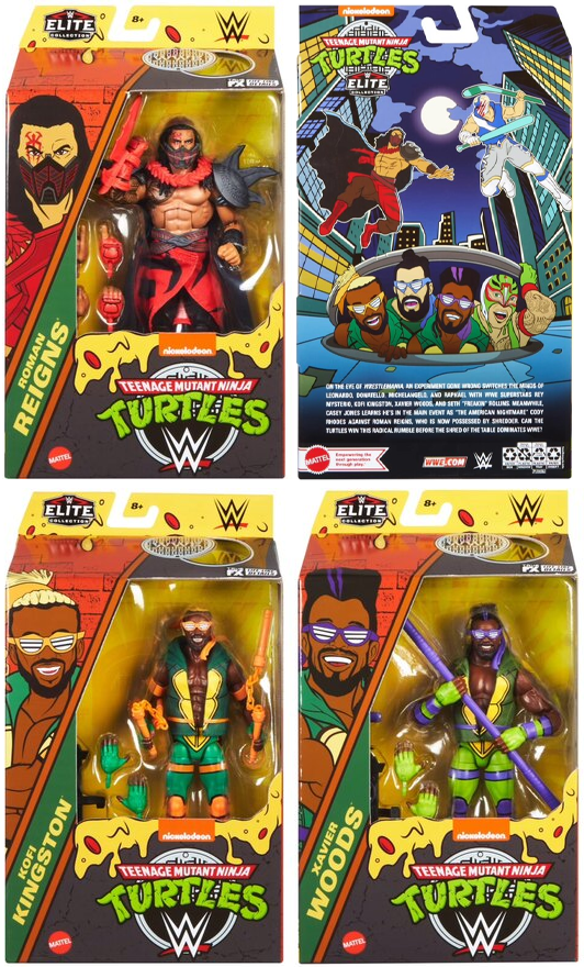 WWE x TMNT Action Figures coming exclusively to Target! #WWE #TMTNT #Mattel Series 1 introduces Kofi Kingston taking on the role of Michelangelo, Roman Reigns embodying Shredder, and Xavier Woods portraying Donatello. Series 2 brings in Rey Mysterio as Raphael, Seth 'Freaking'…