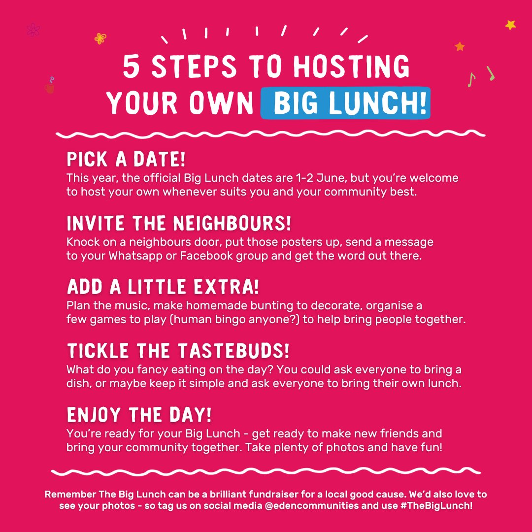 HERE’S THE 5 SIMPLE STEPS TO HOSTING YOUR OWN BIG LUNCH 👇