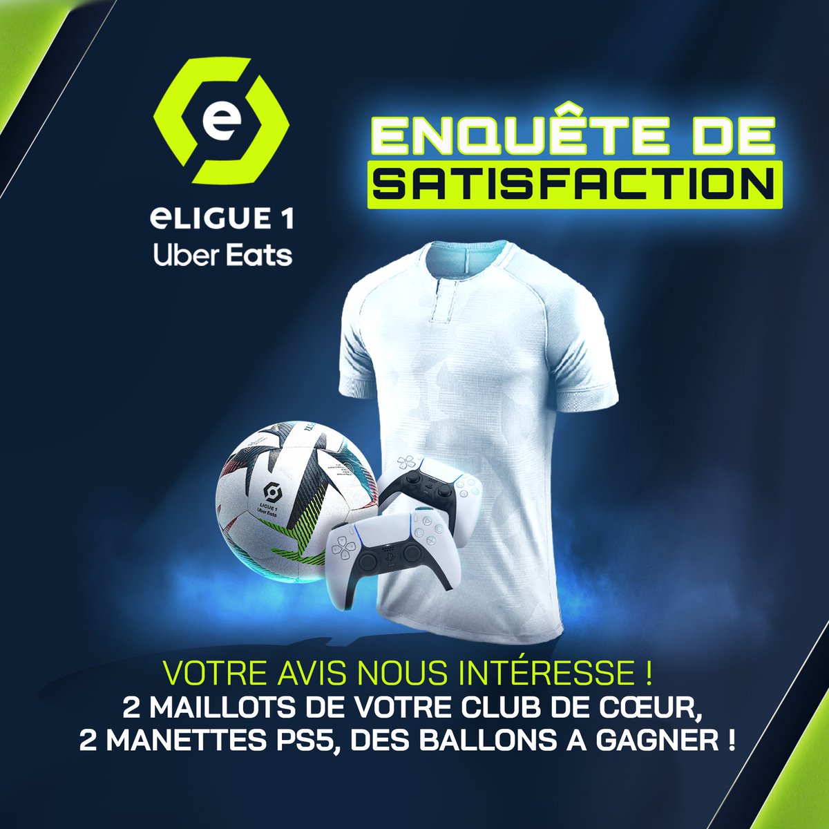 📢ENQUÊTE DE SATISFACTION À tous ceux qui ont suivi cette magnifique saison d’#eLigue1UberEats 2024, vous êtes invités à participer à notre enquête pour recueillir votre opinion sur la compétition.  De nombreux lots sont à gagner 🎁 Pour répondre : ➡️ lfp.eu.qualtrics.com/jfe/form/SV_9B…