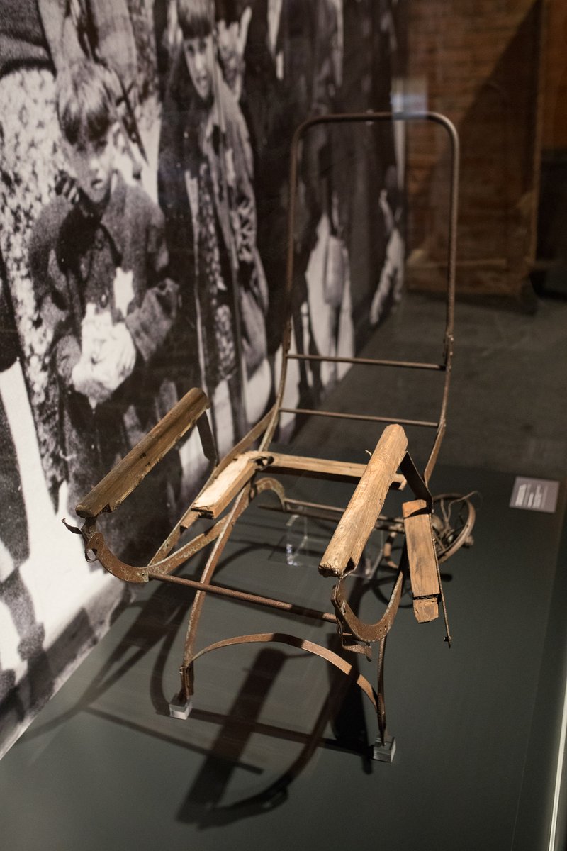 Frame of a children’s pram found in #Auschwitz in 1945. Original artifact from @AuschwitzMuseum collection shown at the @auschwitzxhibit