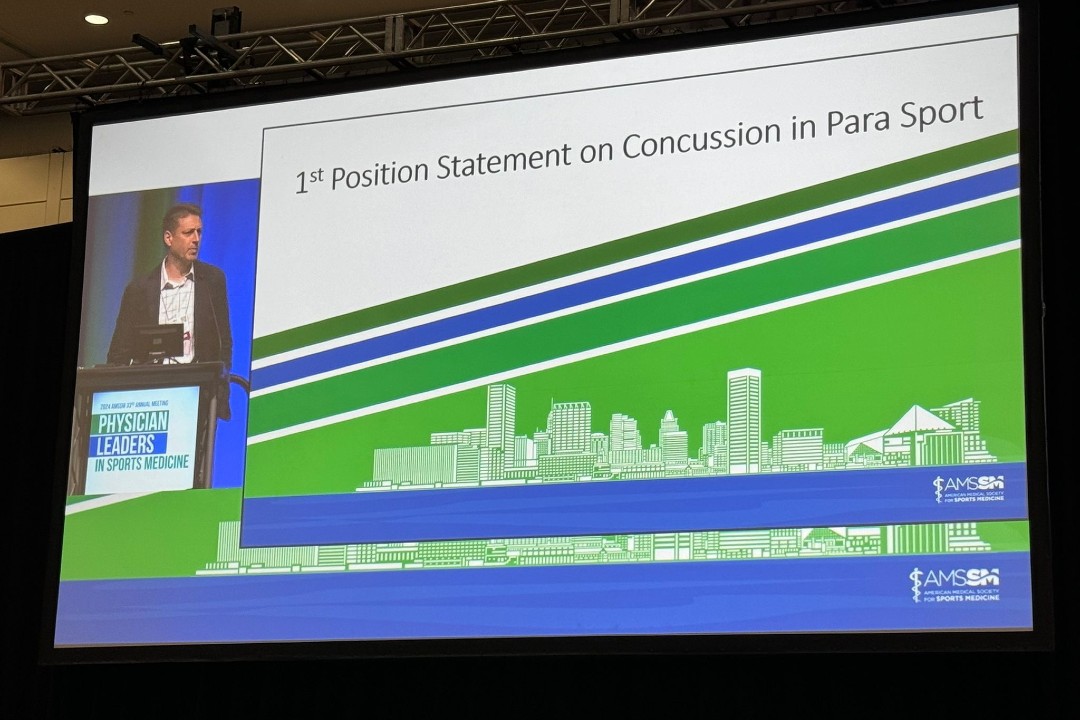 Fortius Consultant in Sport, Exercise and Musculoskeletal Medicine Dr Richard Weiler spoke at the annual meeting of the American Medical Society for Sports Medicine in Baltimore about Concussion in para sport and the 1st position statement on concussion in para sport.