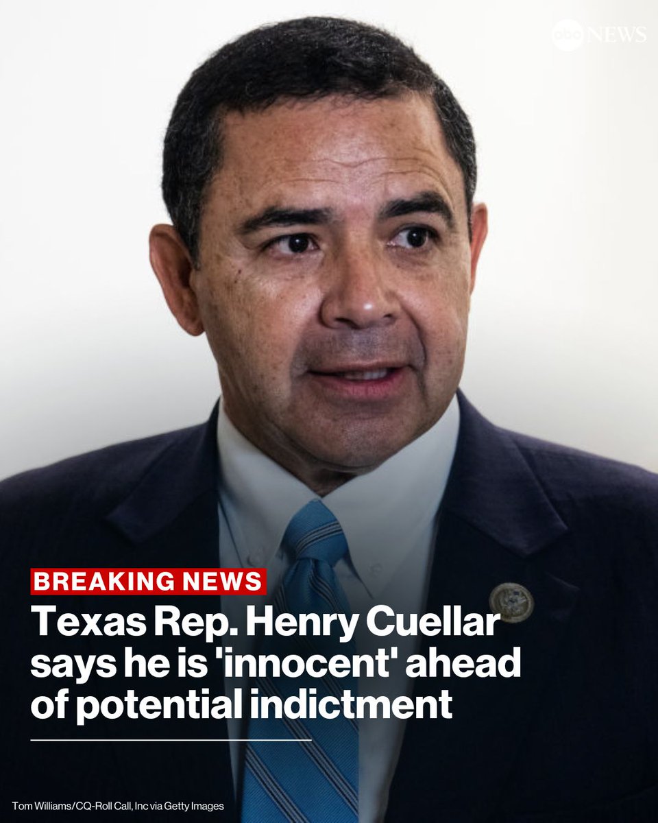 BREAKING: Texas Democratic Rep. Henry Cuellar is claiming innocence ahead of a potential indictment against him by the Justice Department. It is unclear what the charges are or when they could come down. trib.al/Oxldr1b