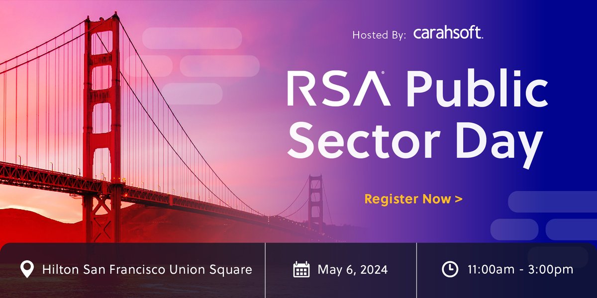Today's the day! Join us at the 11th annual Public Sector Day at #RSAC 2024! Dive into discussions on cyber risk assessment, zero trust in federal governance, cyber incident response, and enhancing cybersecurity with data and AI. Don't miss it! carahevents.carahsoft.com/Event/Details/…