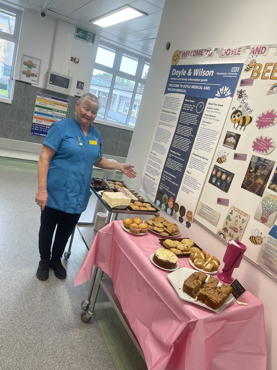Thank you to every body that contributed and donated towards our cake sale on Doyle and Wilson, we raised a fab £118. This will go towards patient activities to help keep them active and aid rehabilitation during their stay with us #mft #cakesale #PatientCare
