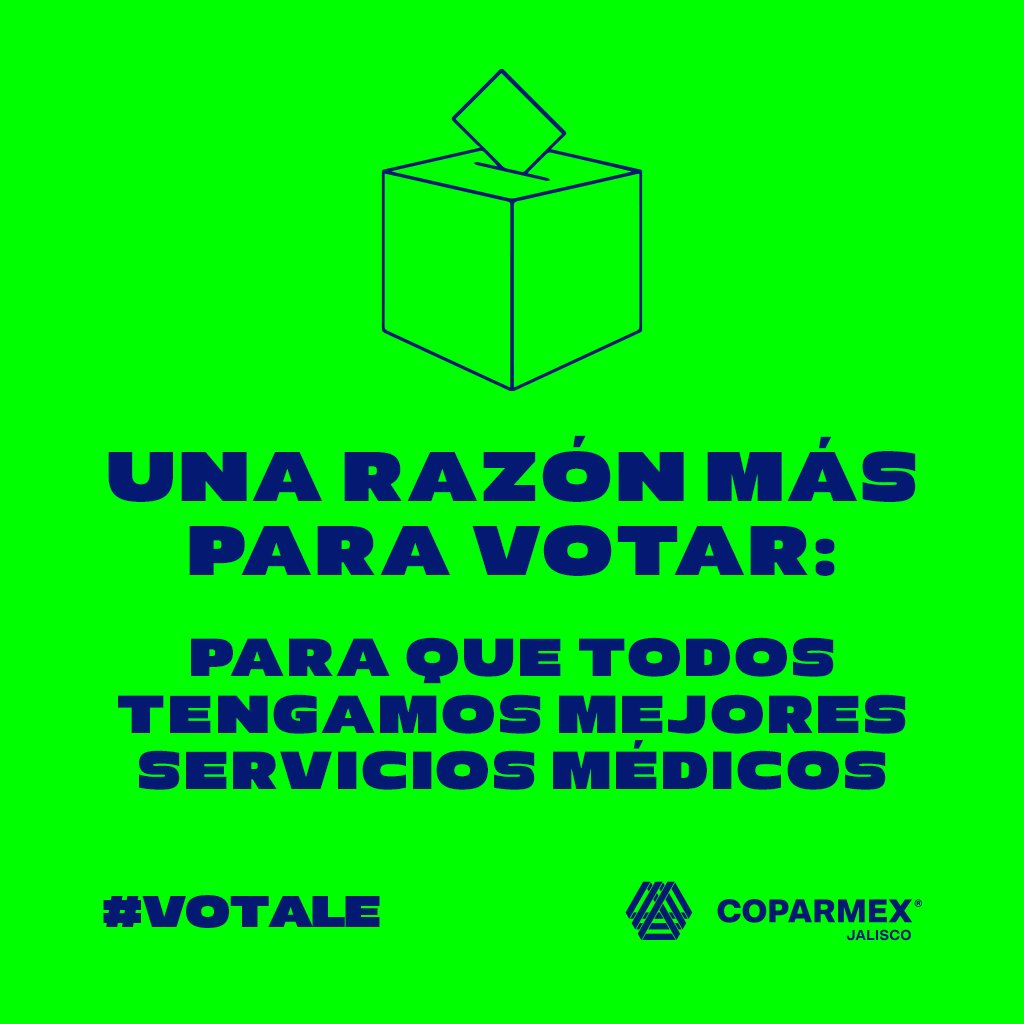 Tu voto es clave para mejorar los servicios médicos y suministro de medicinas para todos. Vota por tu salud y la de los demás. Este 2 de junio ¡Vótale! #Elecciones #PorAmorAMéxico #ParticipoVotoExijo #Vótale