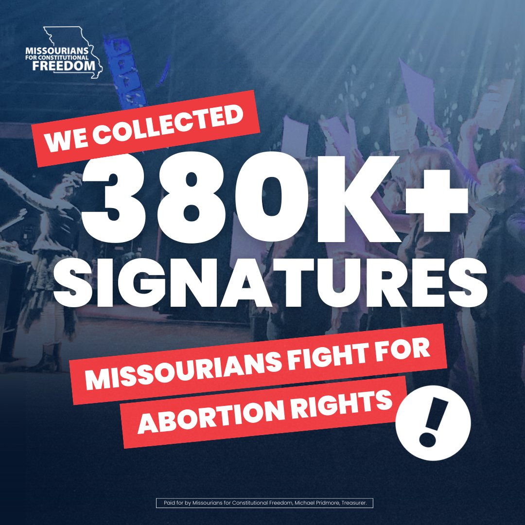 🎉This is HUGE! 🎉 @Missourians4CF turned in over 380k signatures from across Missouri to put abortion on the ballot. Politicians shouldn't be making personal medical decisions for anybody else. This year we take back our rights and take back our state!