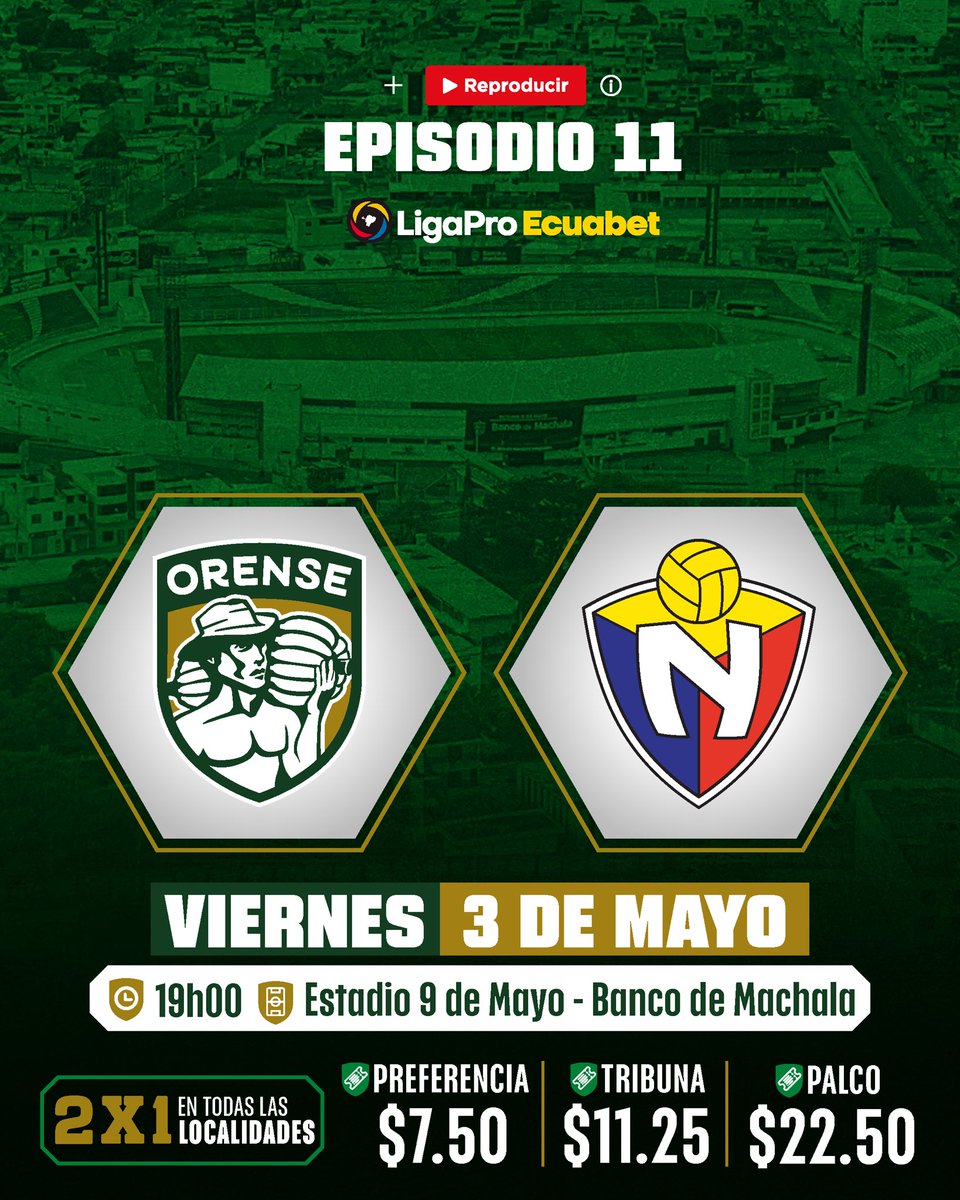 Hoy arranca la fecha de la Liga Pro en Machala jugaran Orense que recibe a El Nacional en el 9 de Mayo #NoticiasCaval