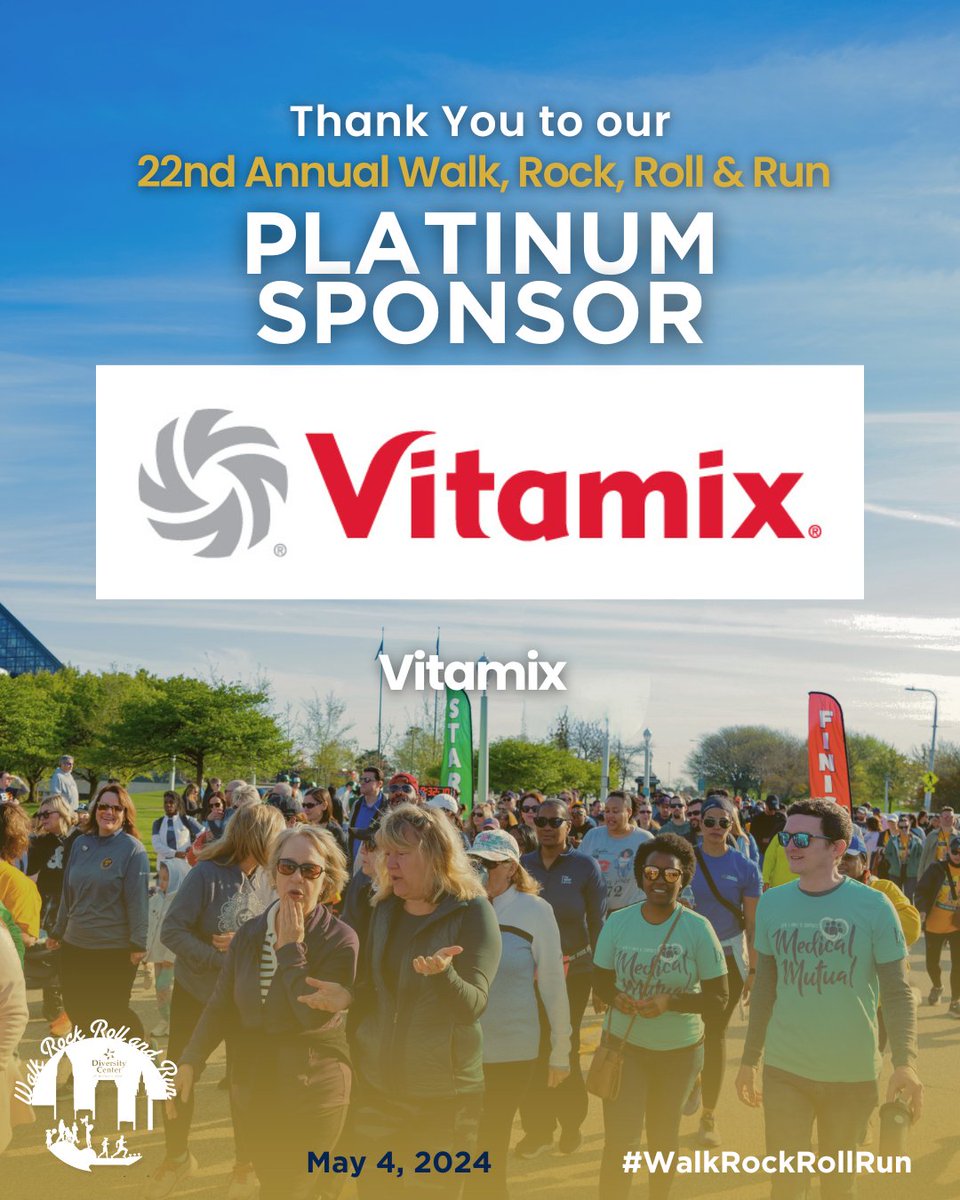 Our friends at @vitamix are back as a Platinum Sponsor of our 22nd Annual Walk, Rock, Roll and Run! The Diversity Center of Northeast Ohio appreciates Vitamix for their continued support of the youth in our communities.