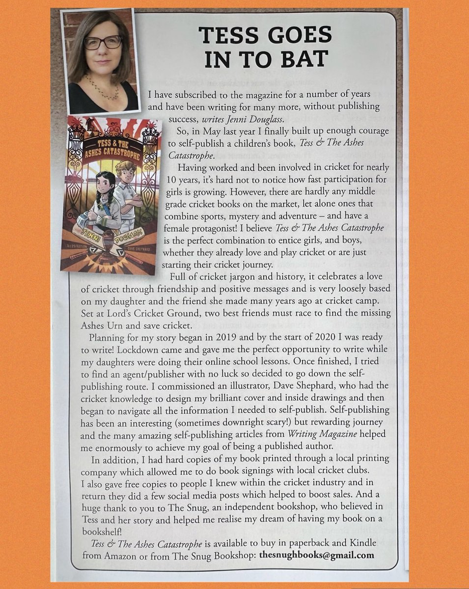 Thank you to the Writing Magazine for featuring me in your Subscribers’ News this month. The magazine has some amazing articles about self-publishing that were so helpful during my publishing journey 🏏📕

@WritingMagazine @DoodlingDave @BookshopSnug 

#tessandeddie