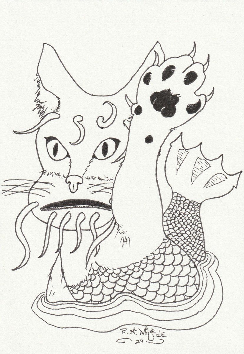 Drawing for #mermay2024, prompt #ToeBeans with #21draw #art #artwork #drawing #illustration #sketch #penandink #penandinksketch #penandinkartwork #penandinkart #penandinkdrawing #cartoonart #mermaid #mermaidart #mermaidmonster #cat #catlover #catfish