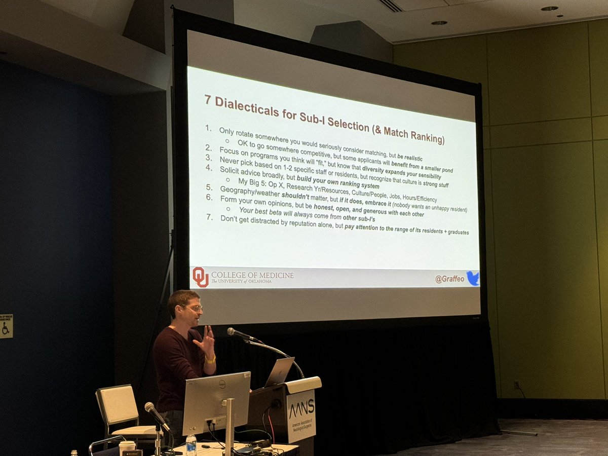 David Dornbos III (@dornbosiii_md) on Twitter photo Love the 7 Dialecticals presented by <a href="/graffeo/">Christopher S. Graffeo, M.D., M.S.</a> on sub-i/resident selection & how to interview the programs! Holding true to his mentor’s themes <a href="/OU_Neurosurgery/">University of Oklahoma Neurosurgery</a> <a href="/mtlawton/">Michael T. Lawton, MD</a> <a href="/AANSNeuro/">AANS</a> #AANS2024 Love the 7 Dialecticals presented by <a href="/graffeo/">Christopher S. Graffeo, M.D., M.S.</a> on sub-i/resident selection & how to interview the programs! Holding true to his mentor’s themes <a href="/OU_Neurosurgery/">University of Oklahoma Neurosurgery</a> <a href="/mtlawton/">Michael T. Lawton, MD</a> <a href="/AANSNeuro/">AANS</a> #AANS2024