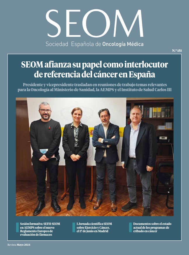 🗞️ Disponible la #RevistaSEOM de mayo: ✅ Reuniones de trabajo de @_SEOM con @sanidadgob @AEMPSGOB @SaludISCIII ✅ Jornada @_SEOM y @sefh_ sobre el nuevo Reglamento Europeo de evaluación de fármacos el 1 de julio. ✅ I Jornada científica SEOM sobre Ejercicio y Cáncer el 17 de…