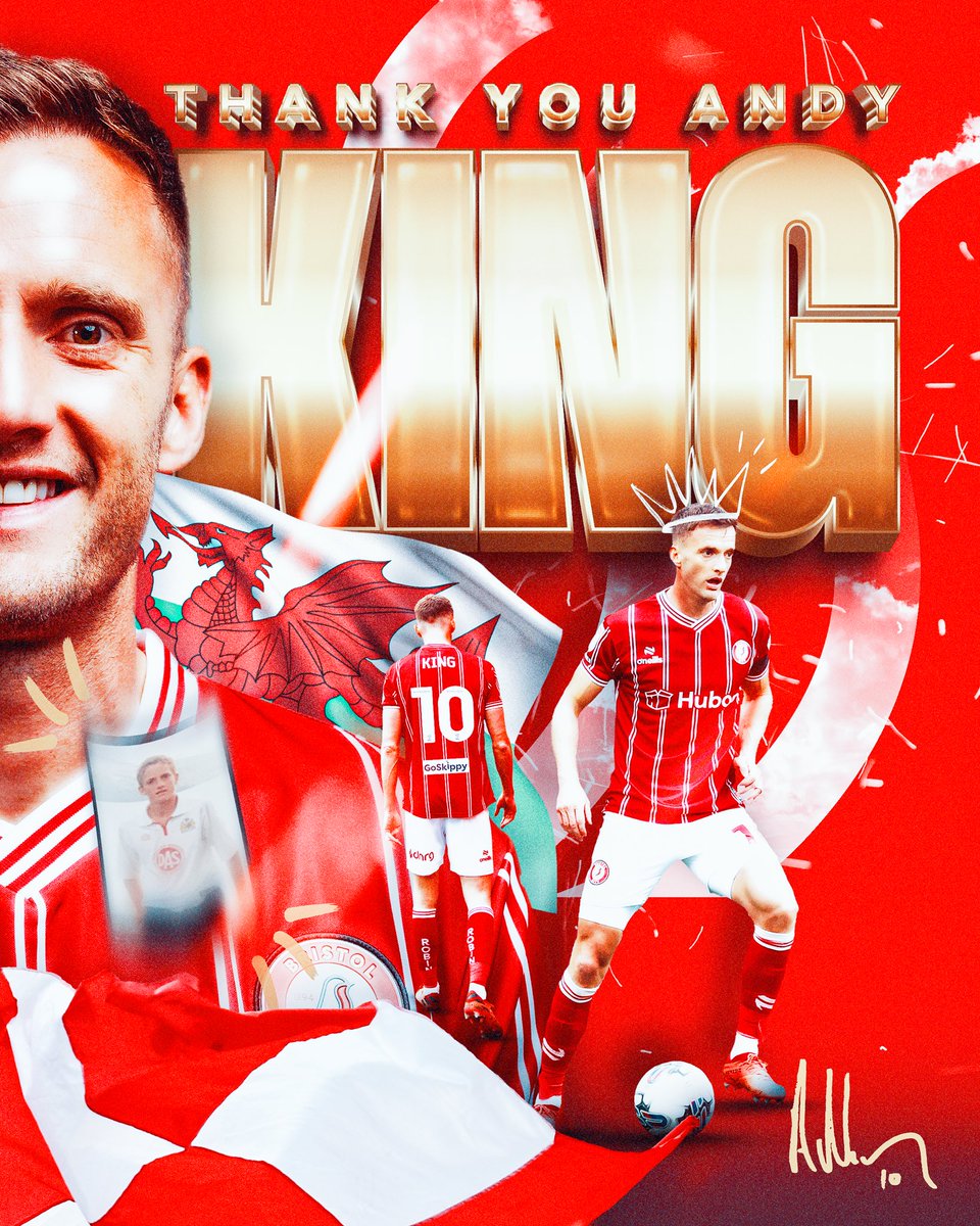 Adrian_Hewlett's tweet photo. 🎨👨🏻‍🎨 Enjoyed creating this one for @AndyKingy’s send off 🫡 

Cracking pl’yr

Designed @reachfeverpitch 

#andyking #BristolCity #BCFC #smsports https://t.co/fd0aokWkVY