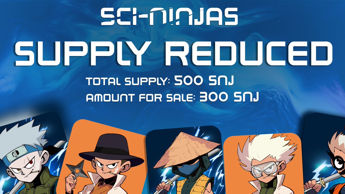 0xninja_labs's tweet image. ⚠️Attention, Ninjas! ⚠️

We have reduced the Sci-Ninjas&apos; supply!

Hurry up! Don&apos;t miss the chance to secure yours! 
There are only 174 left available! 

The public sale is now live! 👇
app.kage.finance/mint/inj1ajws3…