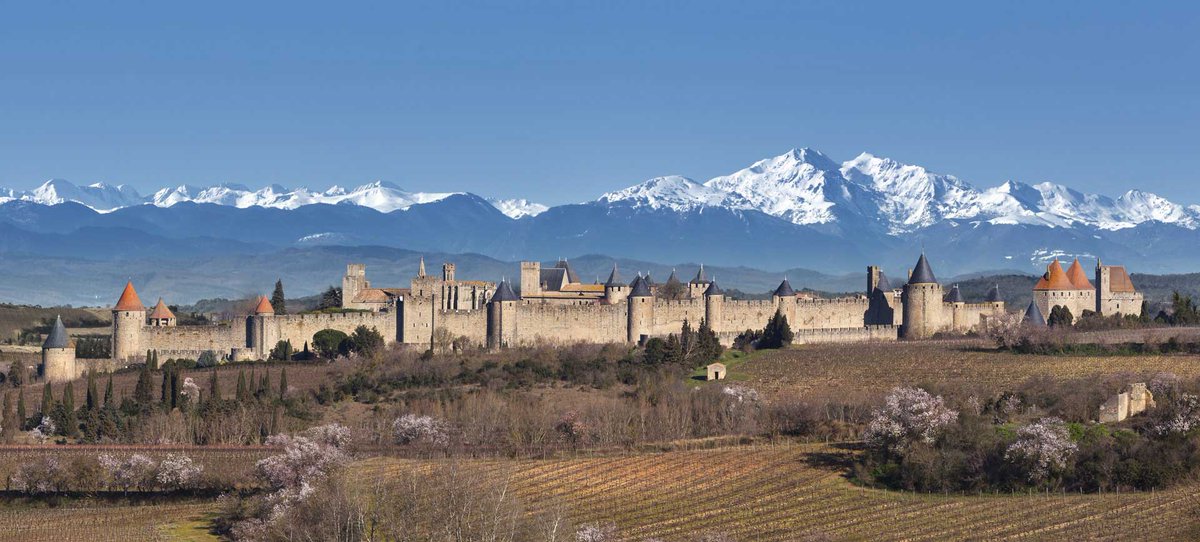 Carcassonne and the Pyrénées in the background.
Occitanie, France