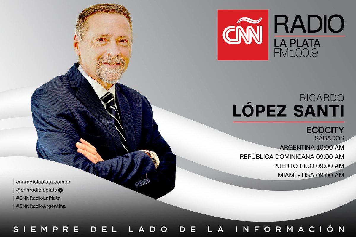 #Sábado #EcoCity con Ricardo López Santi @Risantilopezcar y desde #RepublicaDominicana Alberto Fonseca El magazine de calidad de vida, viajes, salud, arte, y buena mesa. 🇦🇷 10:00 AM 🇩🇴 09:00 AM 🇵🇷 09:00 AM 🇺🇸 09:00 AM 👉 #CNNRadioLaPlata 📻FM 100.9 🌐bit.ly/cnnlaplata