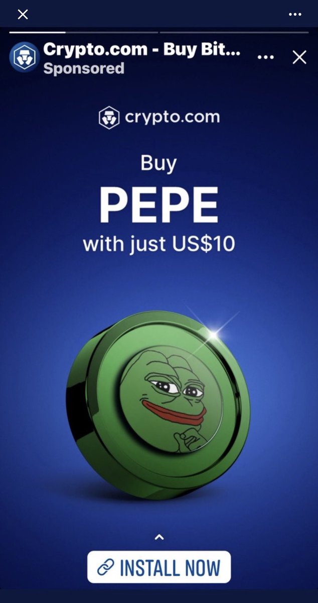 this is the ads that normies are getting on instagram from @cryptocom $PEPE pepish