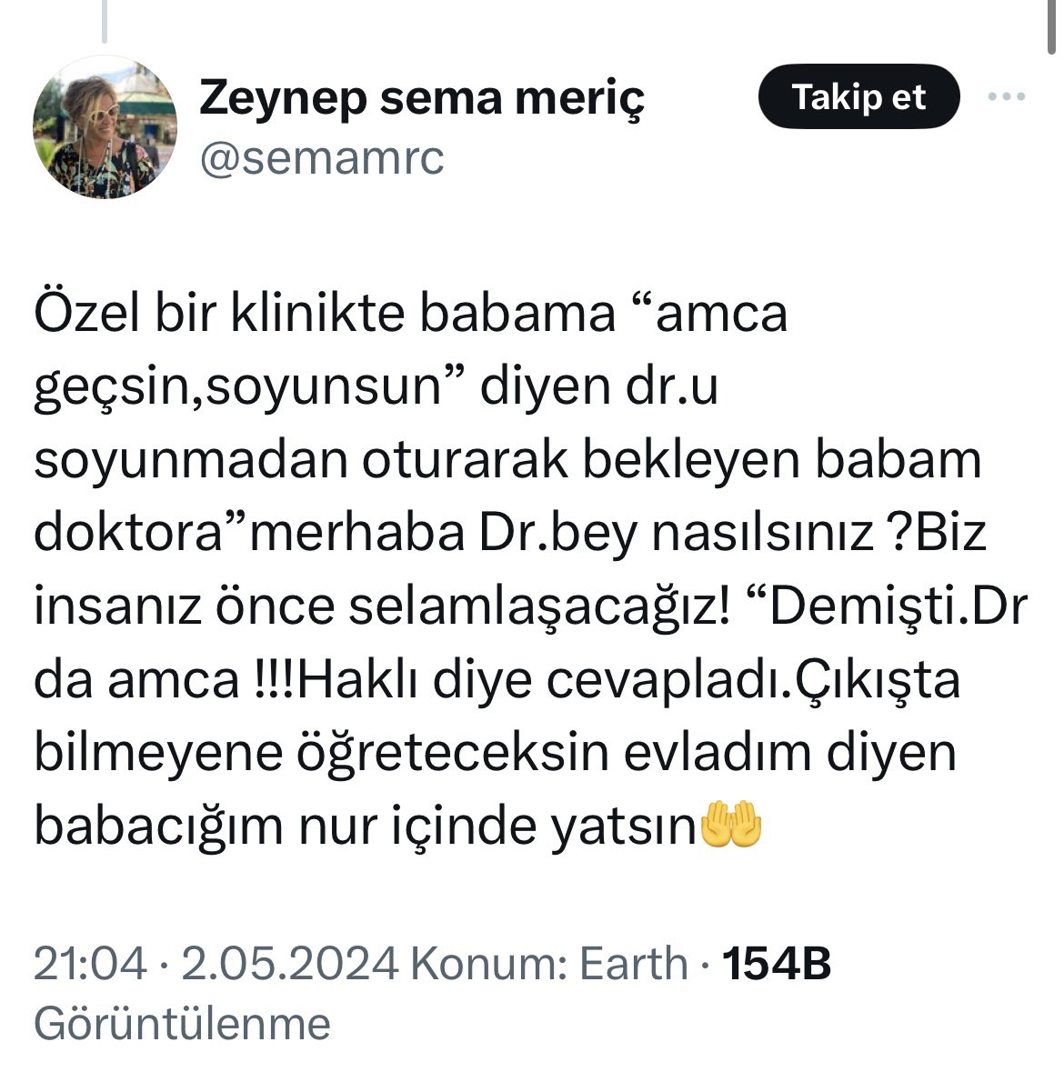 Hemşire ve doktorlar adına konuşayım;
100’den aşağı düşmeyen poliklinik sayıları,Acillerde 24 saatte 500-1000 i geçen başvuru, servislerde 10 hastaya 1 hemşire gibi gerçeklerimiz olmasa idi biz de hastalarla bol bol sohbet edebilirdik!Kimse koştura koştura çalışmaktan mutlu değil