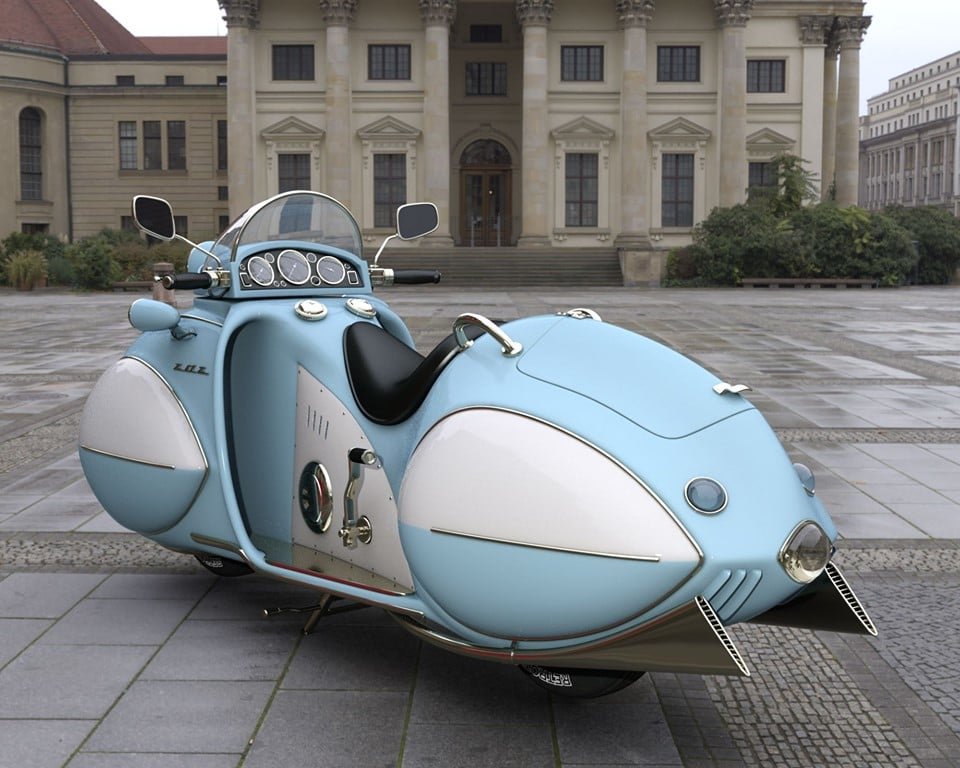 With its 1,200-cc, 40-brake horsepower, in-line four-cylinder engine, the 1930 Henderson Model KJ Streamline could exceed 100 mph, also being a unique and beautiful example of Art Deco design.
