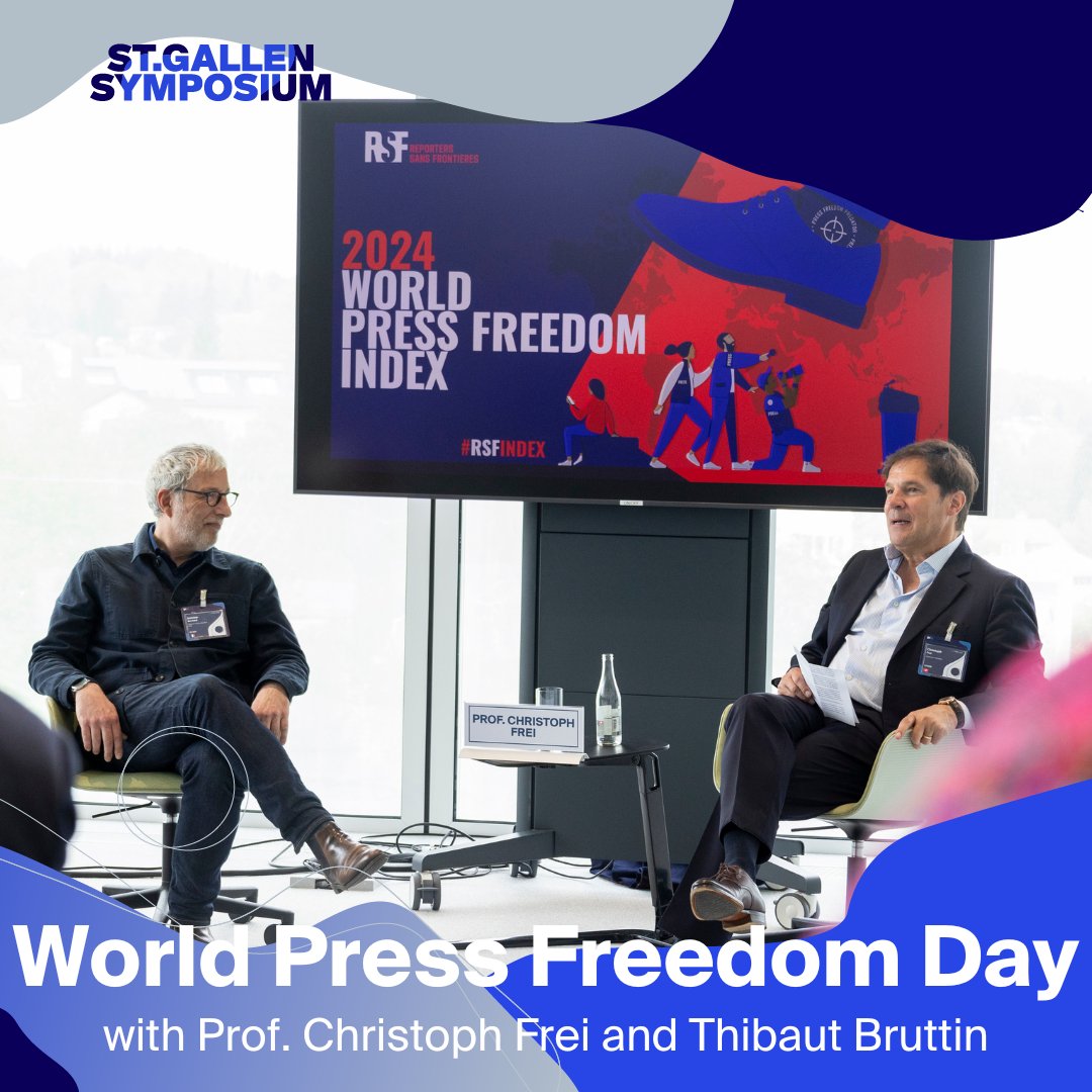 Today on 3 May, we celebrate World Press Freedom Day. On this occasion, #53SGS saw the official launch of Reporters Without Boarders' 2024 World Press Freedom Index. #StGallenSymposium #ConfrontingScarcity #53sgs