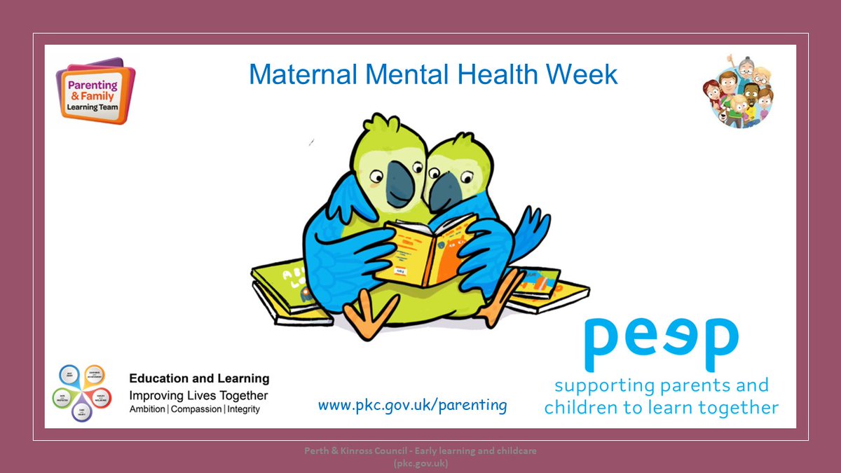 The final groups we are promoting for #MaternalMentalHealthWeek are our Peep groups.
Peep supports parents/carers and their children to learn together while having fun.
For more information about our team please visit the website pkc.gov.uk/parenting