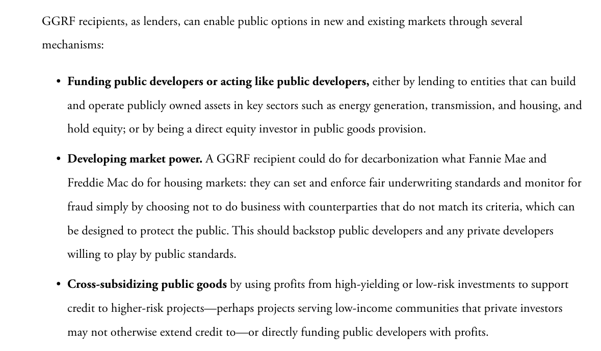 This post is a pretty short read, so go read it! The takeaway is that there's a lot that GGRF awardees can do to support public options where it matters.