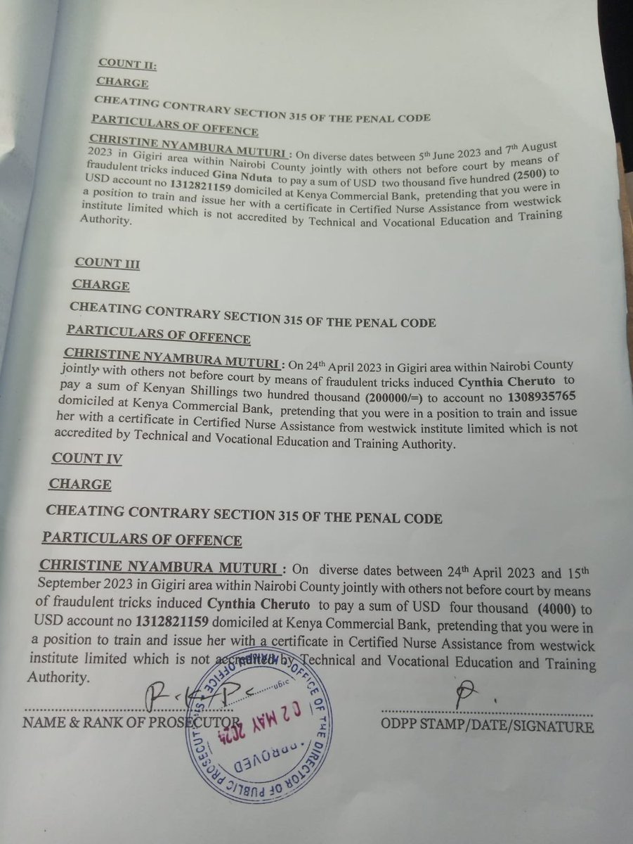 End of the road for Yvonne Mugure's business partner, Christine Nyambura Muturi who was arrested and charged with cheating in offering nursing jobs abroad. Here she is at DCI for interrogation with her hands tied behind the chair