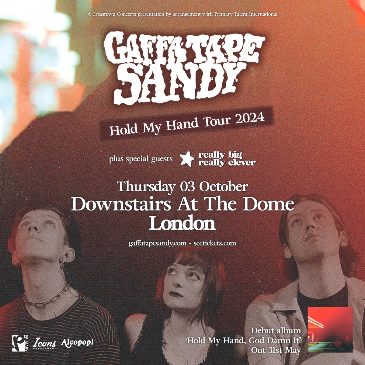 Special guests @RBRCband join @gaffatapesandy at The Dome London on Thursday 3rd October. Tickets are on sale here: crosstownconcerts.seetickets.com/event/gaffa-ta…