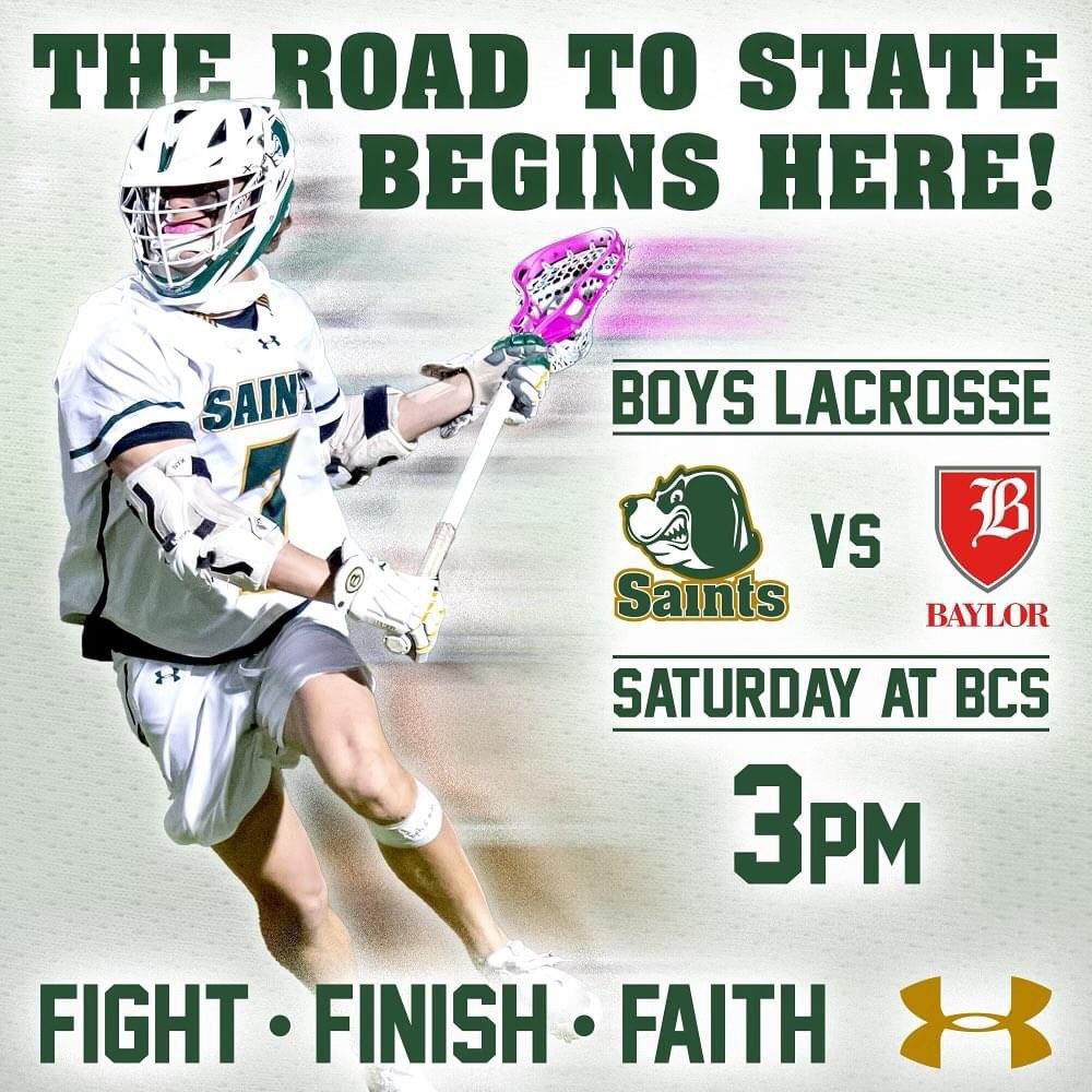 What’s better than one #LAXonTheLevee postseason home game? Two #LAXonTheLevee postseason home games. The Road to State begins Saturday in 38028. Be there! #GoSaints #FightFinishFaith