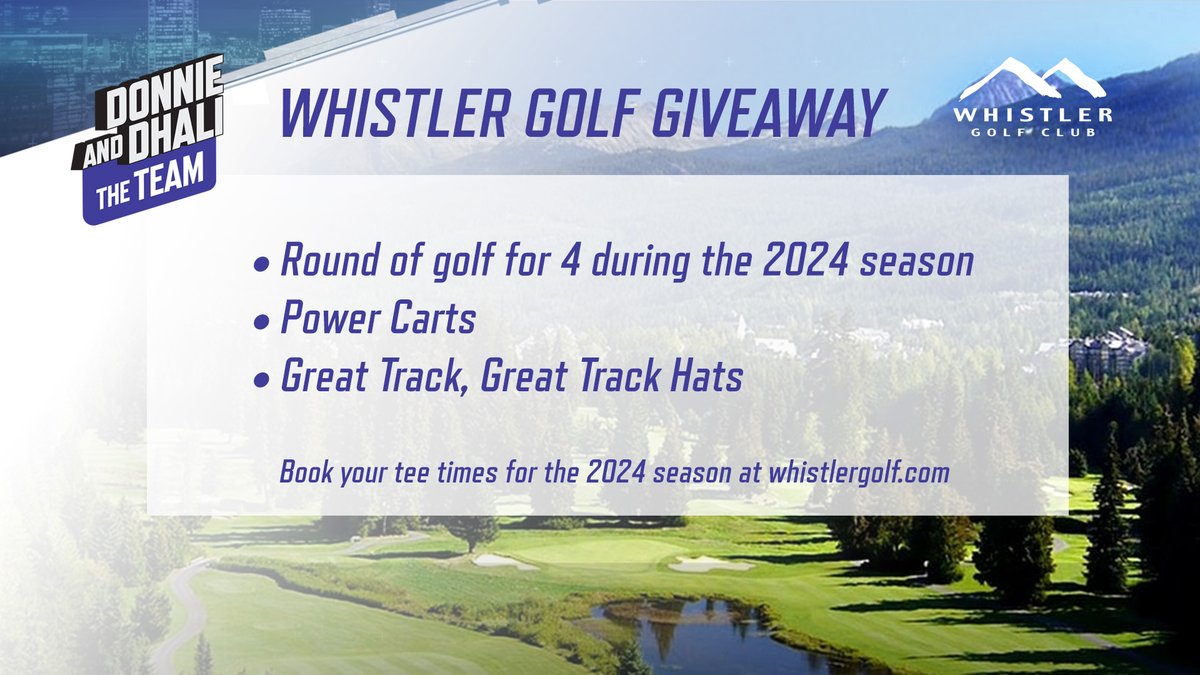 🚨FREE GOLF🚨 @WhistlerGolf opens on May 10th & to celebrate they are giving away a round of golf for 4, power carts & world-famous Great Track, Great Track hats! How do you enter? - Retweet this tweet - Follow our account & @WhistlerGolf Winner will be announced next Fri.