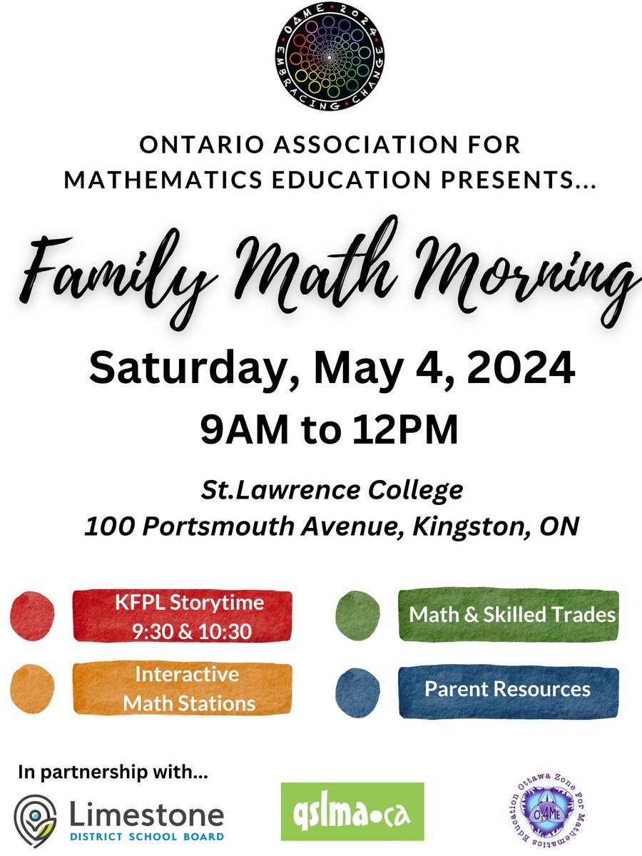 Looking for something to do tomorrow morning... come on by and enjoy a morning of math. @alcdsb @LimestoneDSB @HPEschools