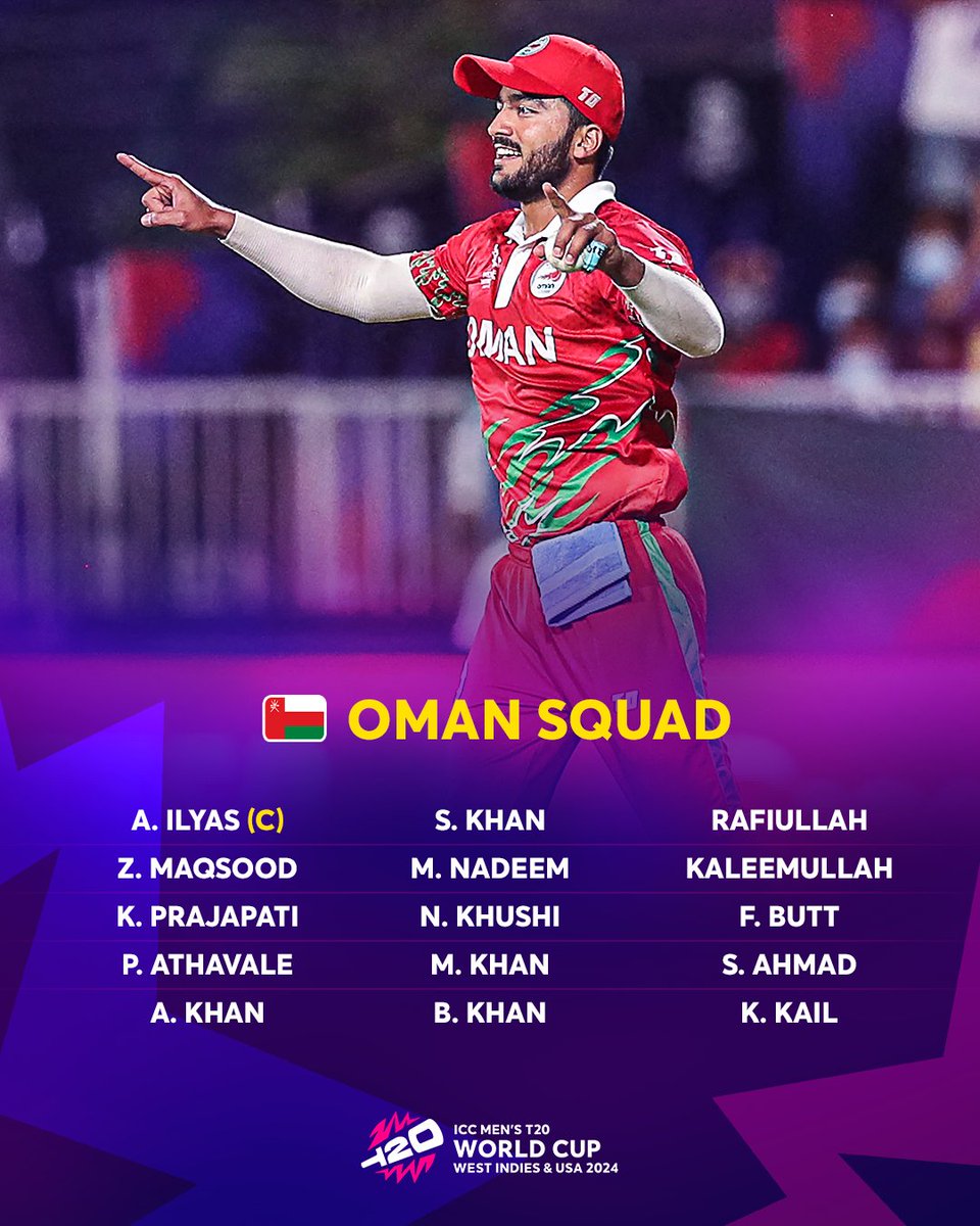 Aqib Ilyas takes the captaincy as Oman name their #T20WorldCup24 squad 🏏

All the best Oman