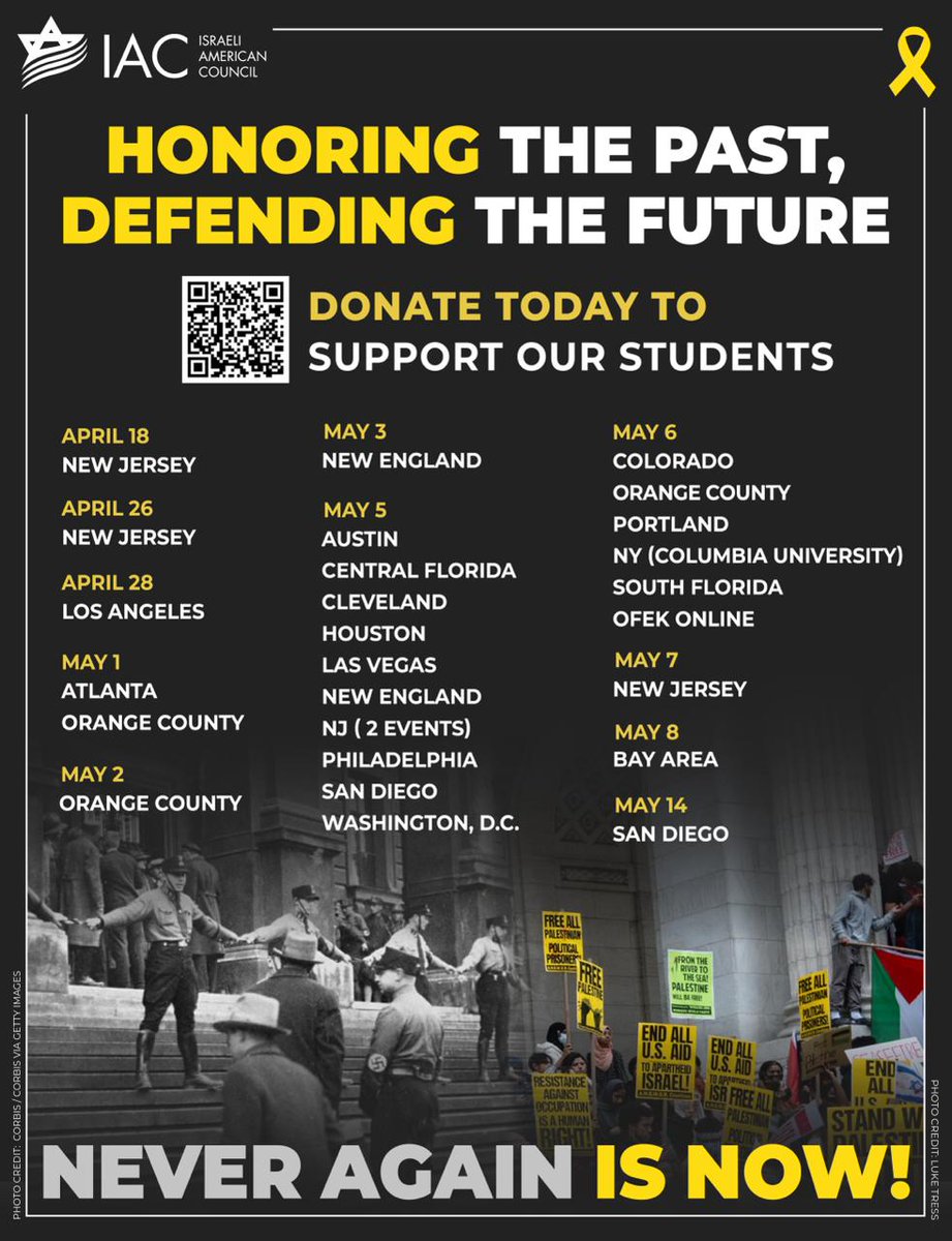 The resurgence of antisemitism on college campuses is alarming.
The IAC stands with Jewish and Israeli students.
Help us support them. 
𝗗𝗼𝗻𝗮𝘁𝗲 𝗻𝗼𝘄: iac360.org/support-our-je…

#EndAntisemitism #SupportJewishStudents #NeverAgainIsNow #iacforaction