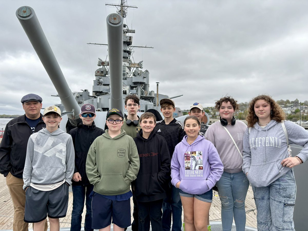 The OMS History Club is out exploring the USS Massachusetts and USS Joseph Kennedy Jr. at Battleship Cove today. A great time exploring these historic naval crafts and immersing ourselves in a Morse Code workshop in the belly of the battleship. #sstlap #MAedu