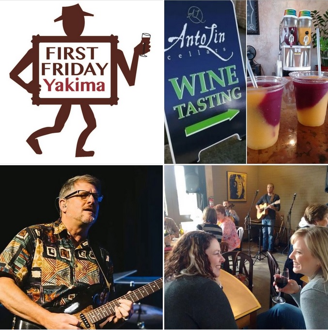 It's 🍷#FirstFriday. Yay! We present: Shawn 🎸Loomis. Open 1-9, Music at 7, No Cover. Award-Winning Wine, #WineSmoothies, Craft Beer, Hard Cider & Soft Drinks. Tasty Music, Art, Wine & Food on historic N. Front St. in downtown Yakima! 🥳 #WAwine #WineLovers #WineTime🧀🥂🍷🎸😎
