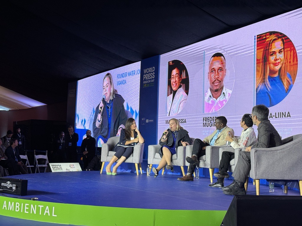 'We have to protect ALL journalists who are threatened' Deputy Foreign Minister @MinnaLiinaLind, representing MFC co-chair #Estonia, speaks at @UNESCO's #WorldPressFreedomDay conference alongside @mariaressa, @GaelGarciaB, @Mugira