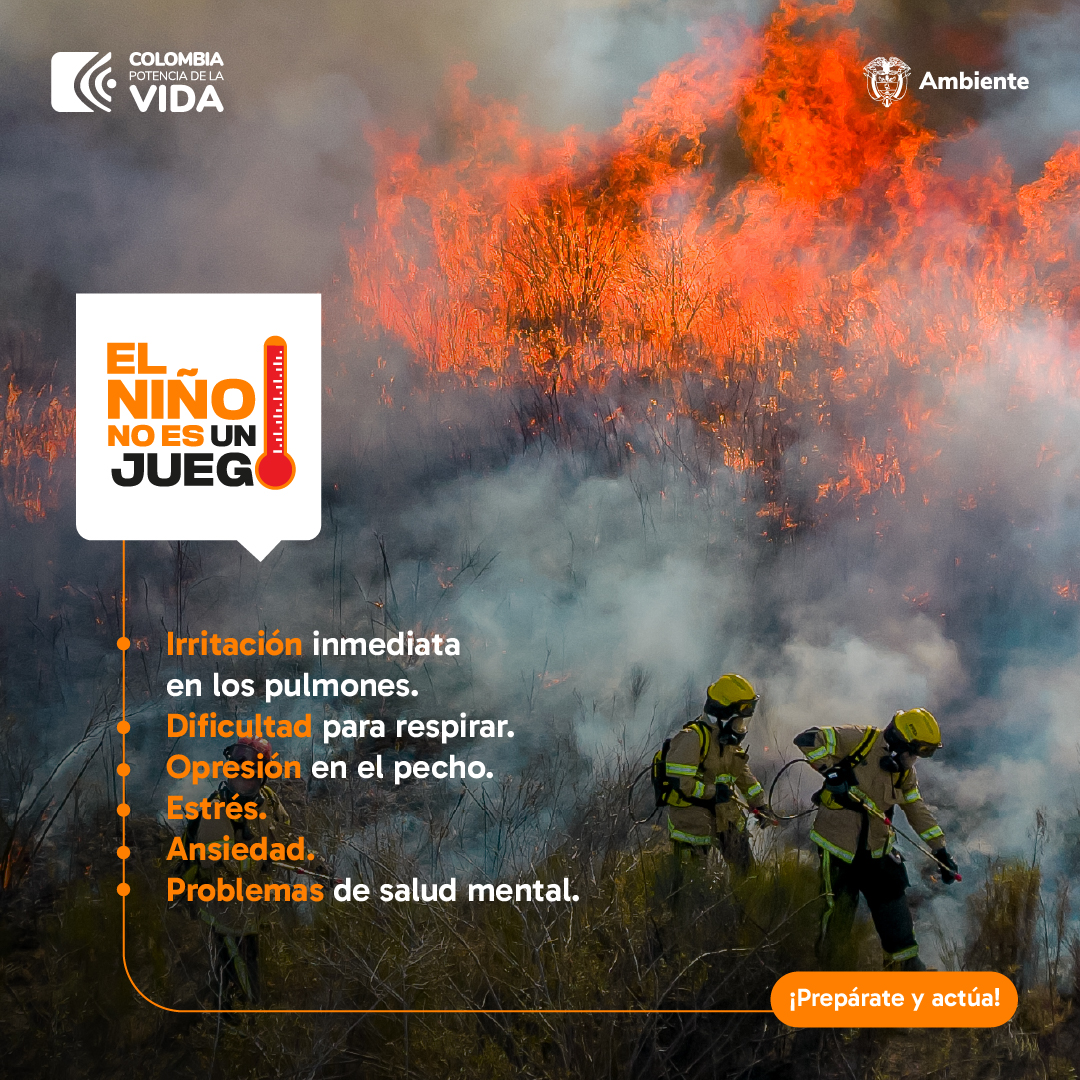#ElNiñoNoEsUnJuego Los incendios forestales 🔥 no solo dañan los ecosistemas, sino que también afectan la salud de las comunidades, a veces forzándolas a desplazarse de sus territorios. 

Aquí te contamos los posibles efectos del humo en las personas 👇🏼.