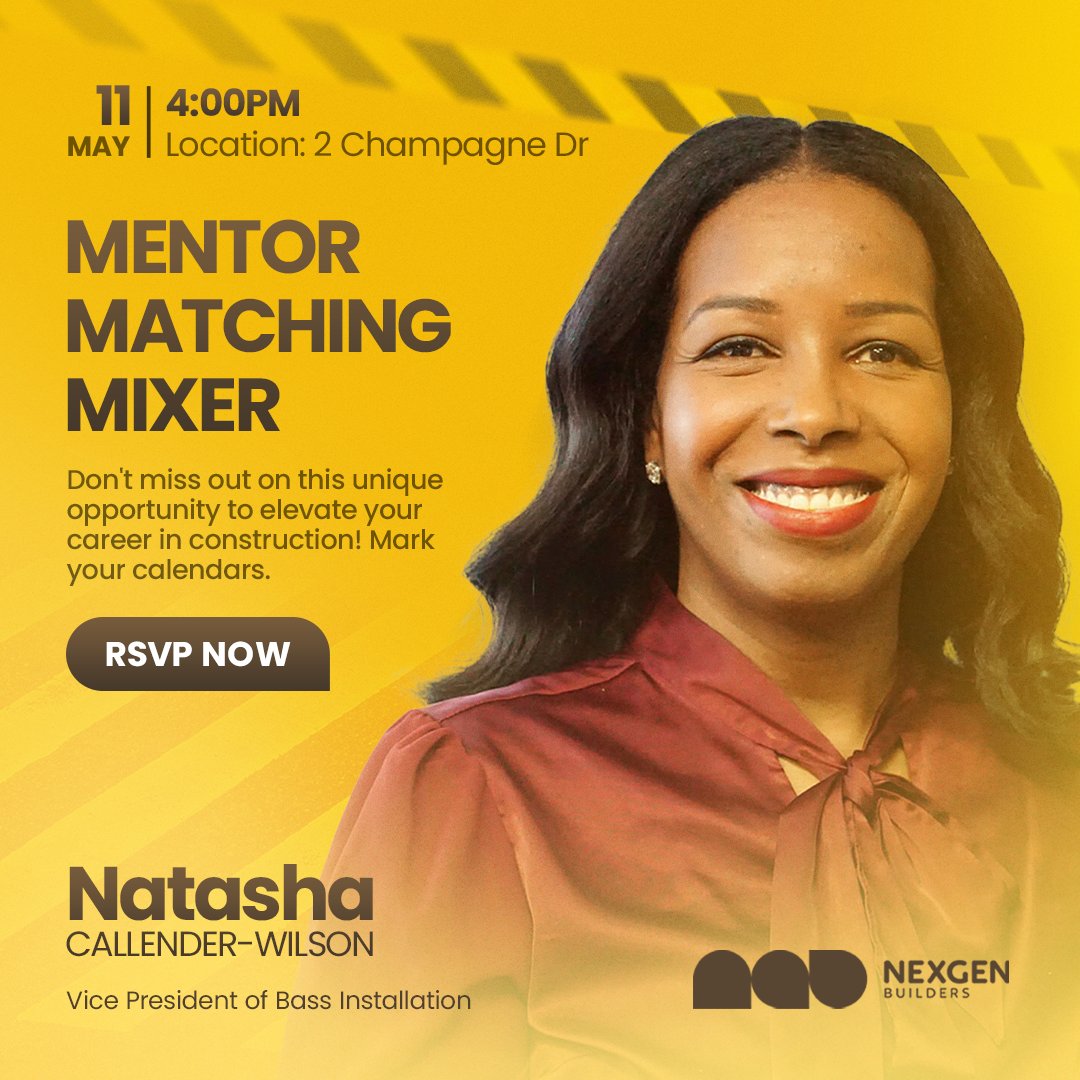 Looking to elevate your career in the construction industry? Join our Mentor Matching Mixer with Natasha Callender-Wilson, VP of @BassInstall When: May 11 at 4 PM Where: 2 Champagne Drive, North York RSVP at communitybenefits.ca/nexgen_builder… #communitybenefits #mentorship