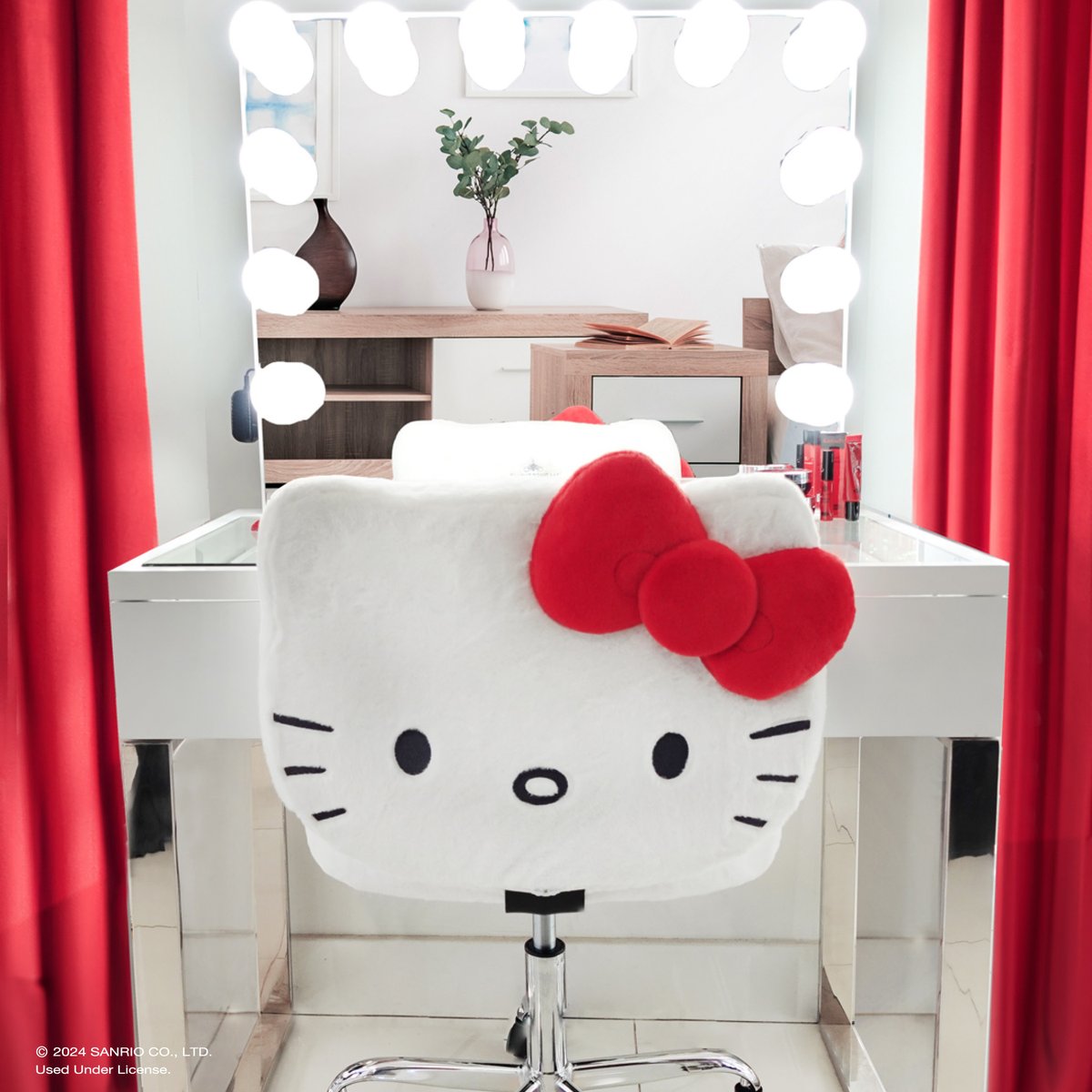 Super soft and super plush! ❤️ The Hello Kitty swivel chair from @impressionsvanity is back with a teddy plush update! Shop now: bit.ly/3WlHztx