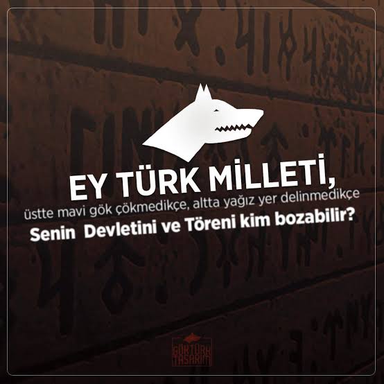 Ey Türk ırkı, ey demir ve ateşin evladı, Ey binlerce yurt kuran, ey yüzlerce tac giyen, Ey dünyâya efendi olmak için doğan sen! Tanrı senin alnına bir kara baht yazmadı. -Mehmet Emin Yurdakul