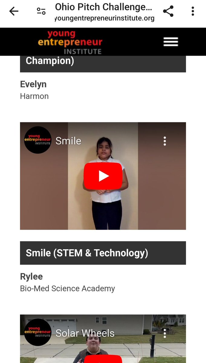 Rylee's Pitch has posted on YEI's website. Congratulations! #ourbmsa #oaiss