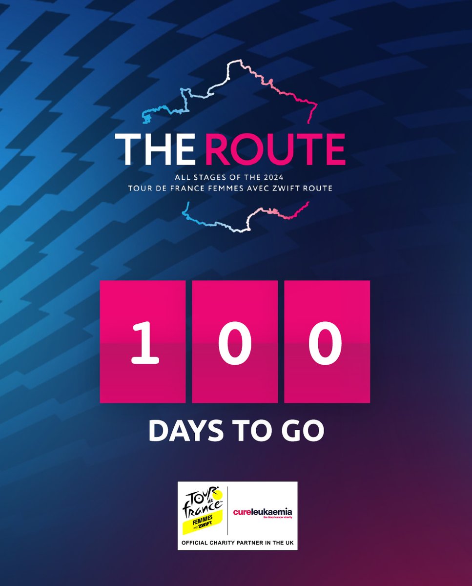 🚴‍♀️🚴‍♀️ 1️⃣0️⃣0️⃣ 𝗗𝗔𝗬𝗦 𝗧𝗢 𝗚𝗢! 🚴‍♀️🚴‍♀️

We can't wait to see our all-female team of amateur cyclists tackle all stages of the @LeTourFemmes this August! 

If you would like to join the team, head over to theroute.co.uk 

#LeTourFemmes #BloodCancer #WomensCycling